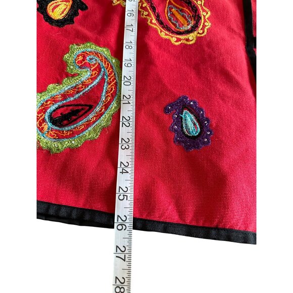 Vintage Allure Red Paisley Embroidered Button Up Jacket XL Wearable Art Shacket - Picture 5 of 11